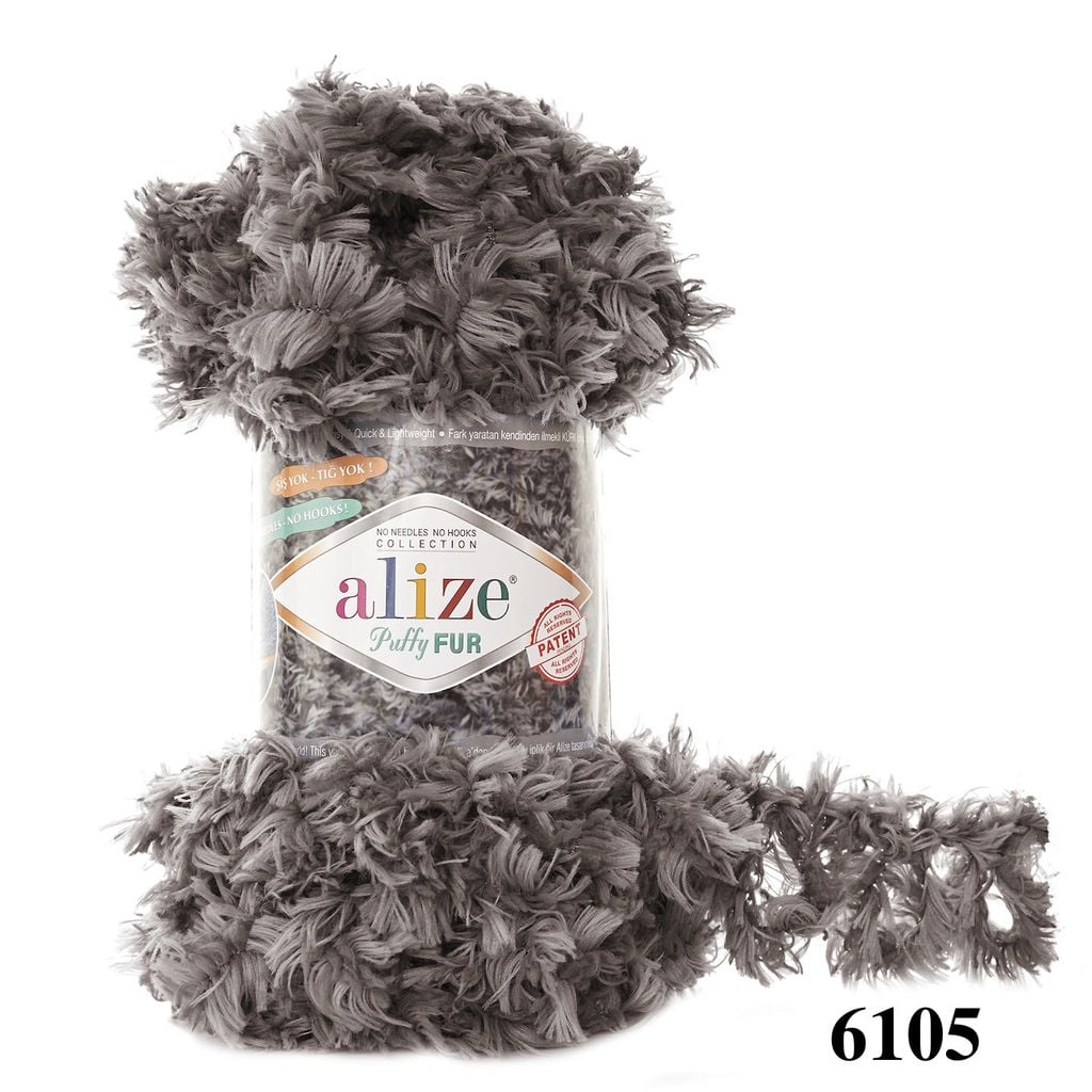 Len lông xù Puffy Fur nhập khẩu từ Alize Yarns, tết vỏ gối, thú bông, áo khoác