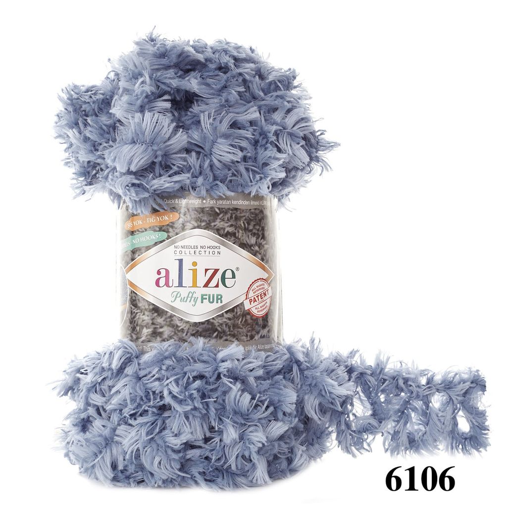 Len lông xù Puffy Fur nhập khẩu từ Alize Yarns, tết vỏ gối, thú bông, áo khoác