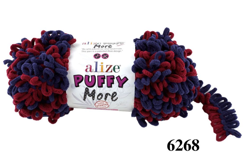Len to loang Puffy More nhập khẩu từ Alize Yarns tết chăn, thảm, vỏ gối