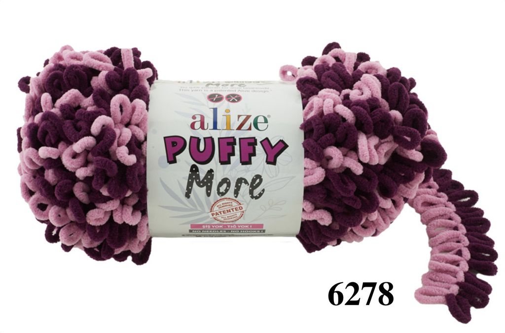 Len to loang Puffy More nhập khẩu từ Alize Yarns tết chăn, thảm, vỏ gối