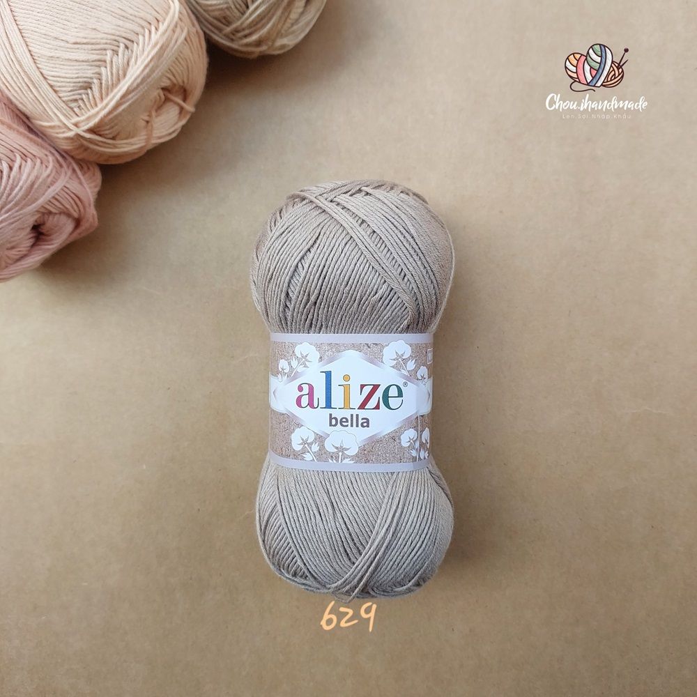 Sợi cotton hè trơn Bella nhập khẩu từ Alize Yarns đan móc áo, váy, khăn hè, mềm mại và mát
