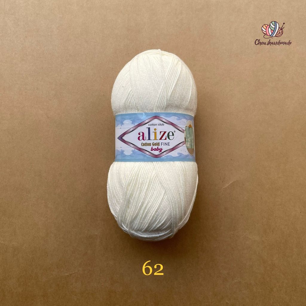 Len hè Cotton Gold Fine Baby nhập khẩu từ Alize Yarns, dành cho bé, đan móc áo, váy