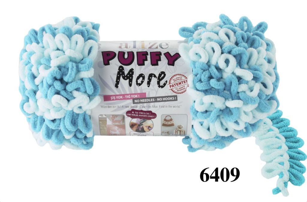 Len to loang Puffy More nhập khẩu từ Alize Yarns tết chăn, thảm, vỏ gối