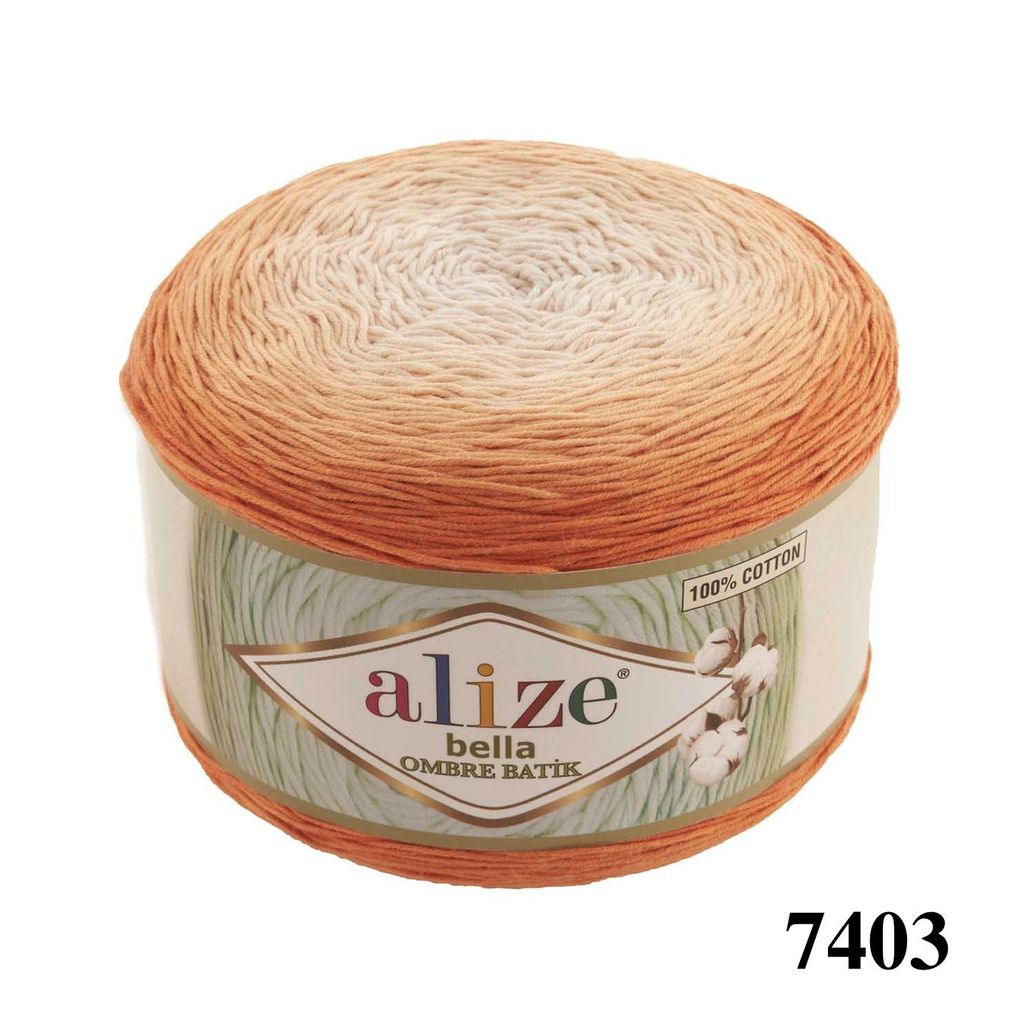 Sợi cotton Bella Ombre Batik nhập khẩu từ Alize Yarns, len loang, đan móc đủ áo, khăn, váy