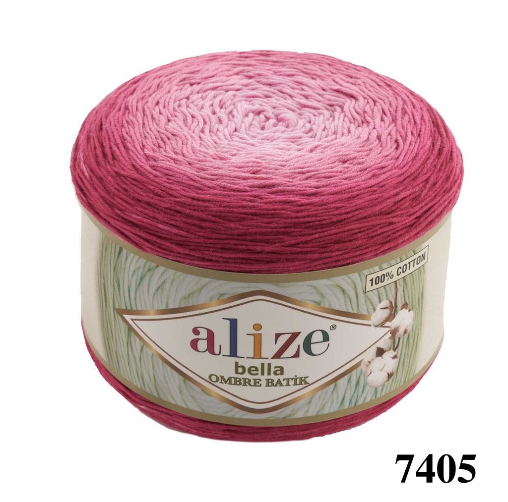 Sợi cotton Bella Ombre Batik nhập khẩu từ Alize Yarns, len loang, đan móc đủ áo, khăn, váy