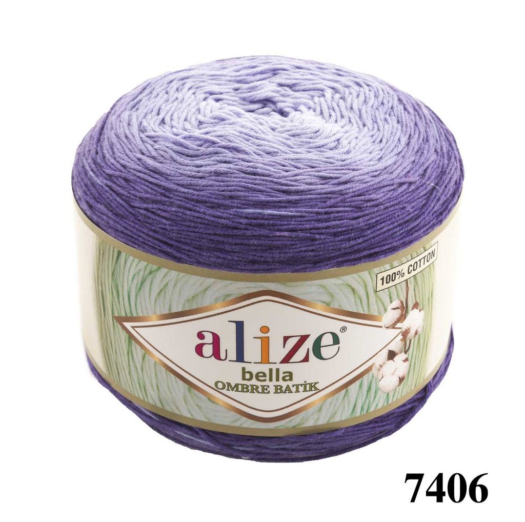 Sợi cotton Bella Ombre Batik nhập khẩu từ Alize Yarns, len loang, đan móc đủ áo, khăn, váy