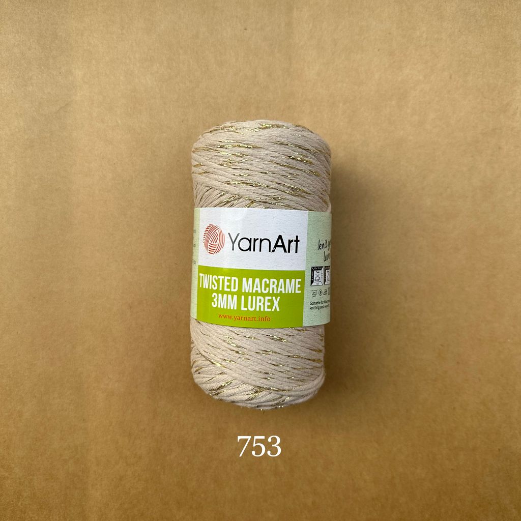 Sợi Twisted Macrame 3 MM Lurex nhập khẩu từ Yarnart, đan móc giỏ xách, nón, trang trí nội thất, vỏ ghế