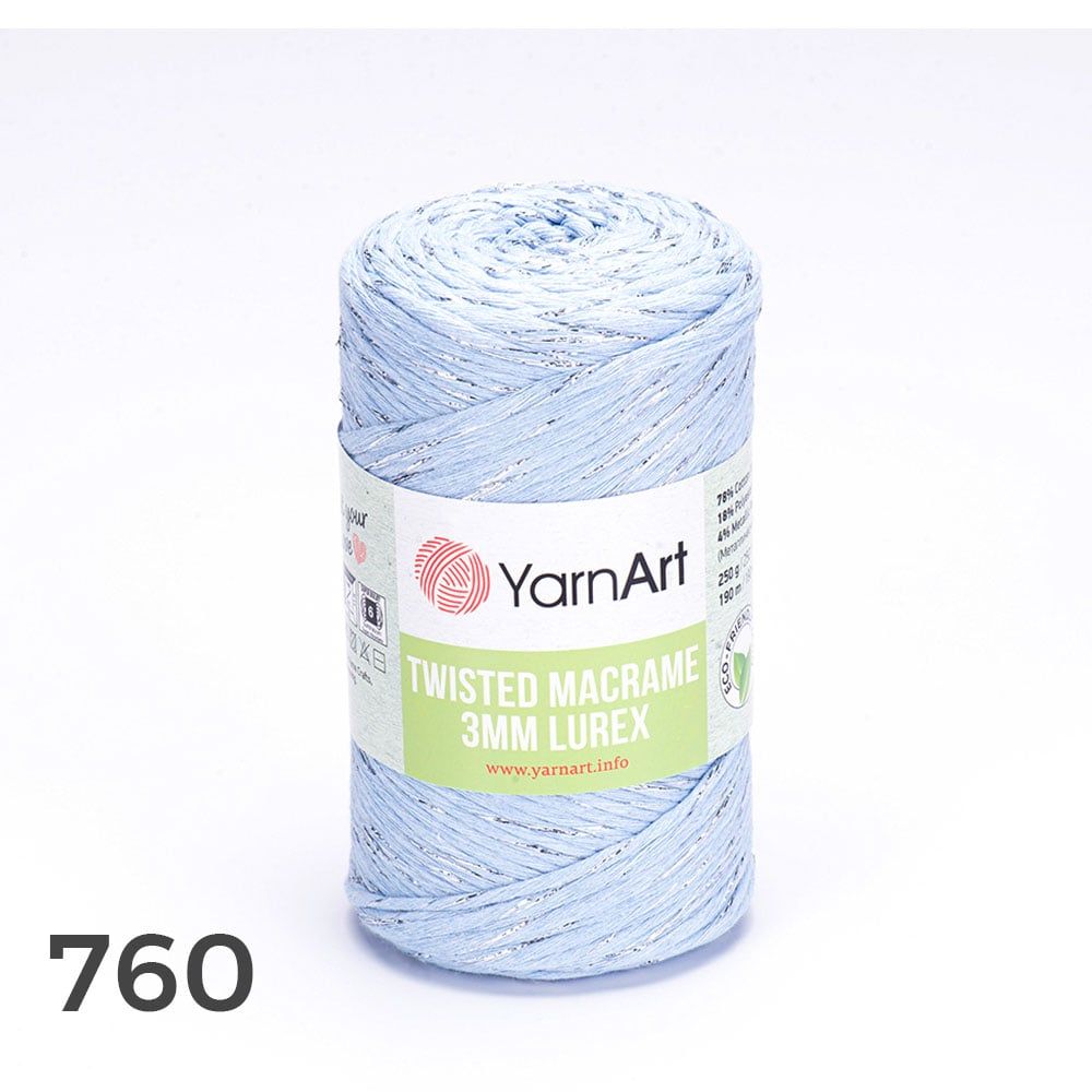 Sợi Twisted Macrame 3 MM Lurex nhập khẩu từ Yarnart, đan móc giỏ xách, nón, trang trí nội thất, vỏ ghế