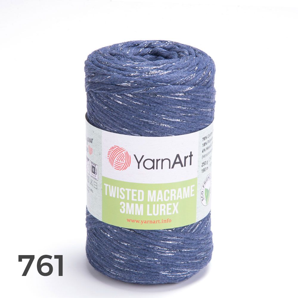 Sợi Twisted Macrame 3 MM Lurex nhập khẩu từ Yarnart, đan móc giỏ xách, nón, trang trí nội thất, vỏ ghế