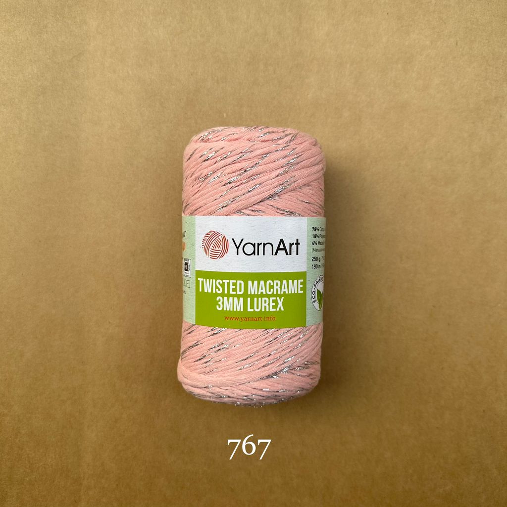 Sợi Twisted Macrame 3 MM Lurex nhập khẩu từ Yarnart, đan móc giỏ xách, nón, trang trí nội thất, vỏ ghế