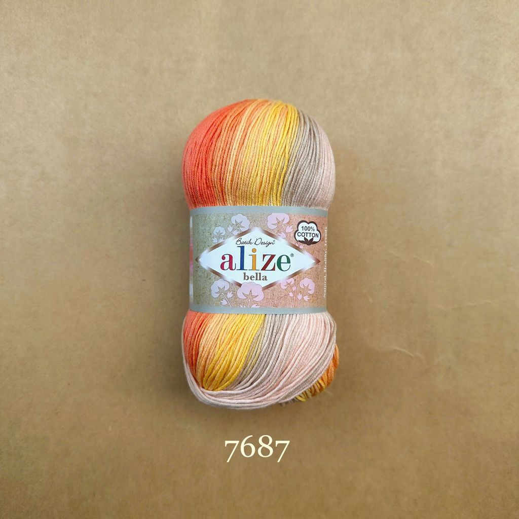 Sợi cotton hè Bella Batik nhập khẩu từ Alize Yarns đan móc áo, váy, khăn hè