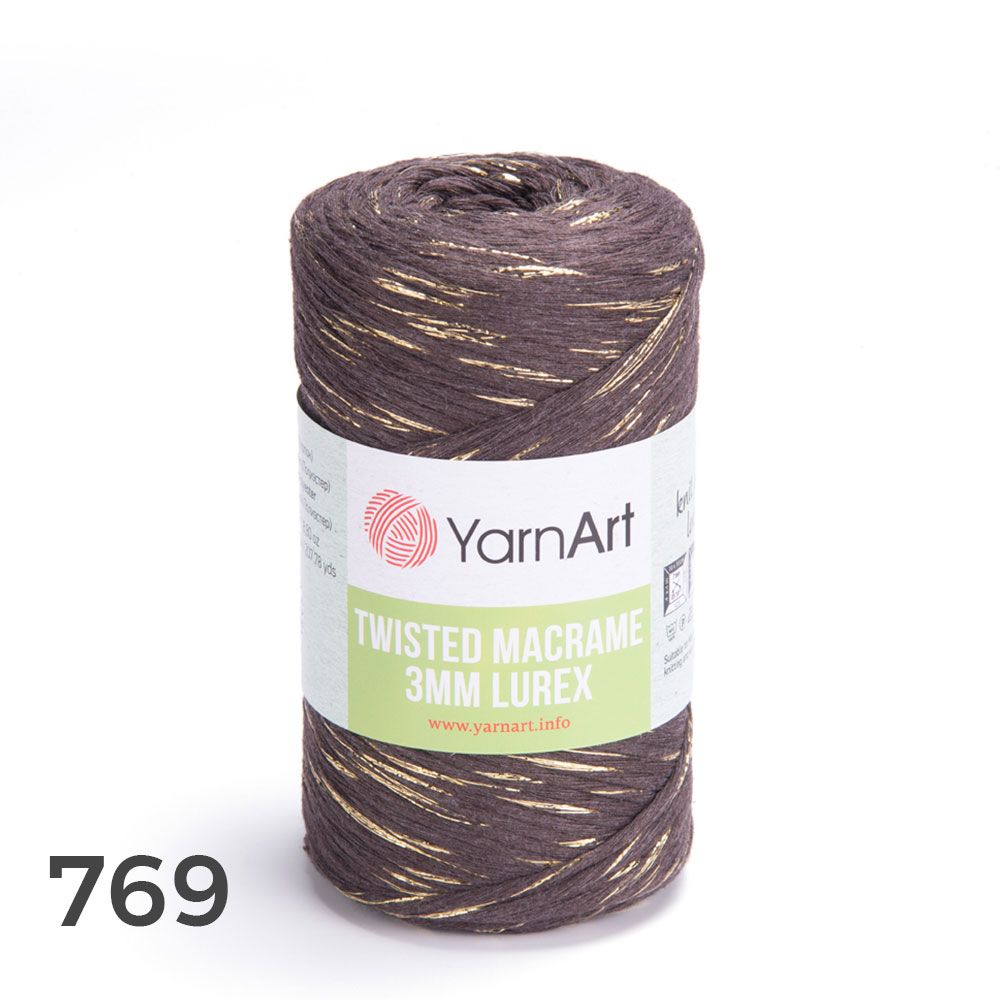 Sợi Twisted Macrame 3 MM Lurex nhập khẩu từ Yarnart, đan móc giỏ xách, nón, trang trí nội thất, vỏ ghế