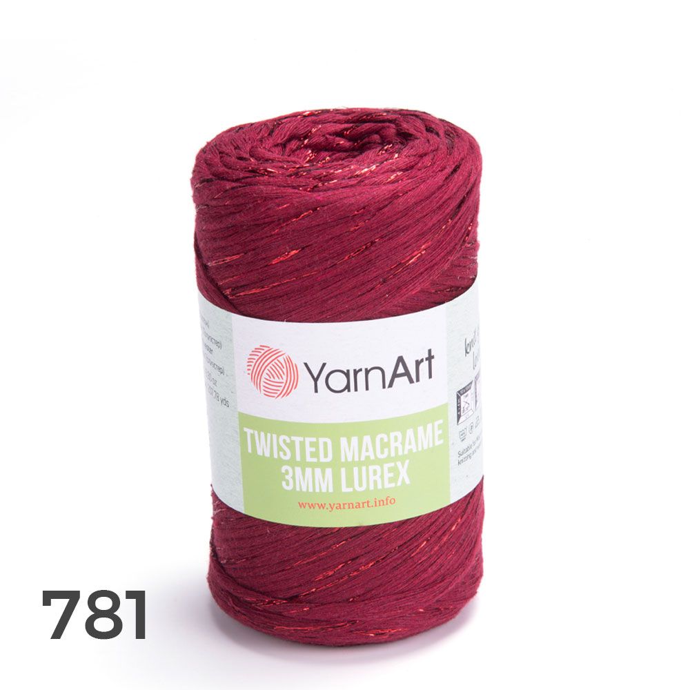Sợi Twisted Macrame 3 MM Lurex nhập khẩu từ Yarnart, đan móc giỏ xách, nón, trang trí nội thất, vỏ ghế