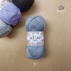 Sợi cotton hè trơn Bella nhập khẩu từ Alize Yarns đan móc áo, váy, khăn hè, mềm mại và mát