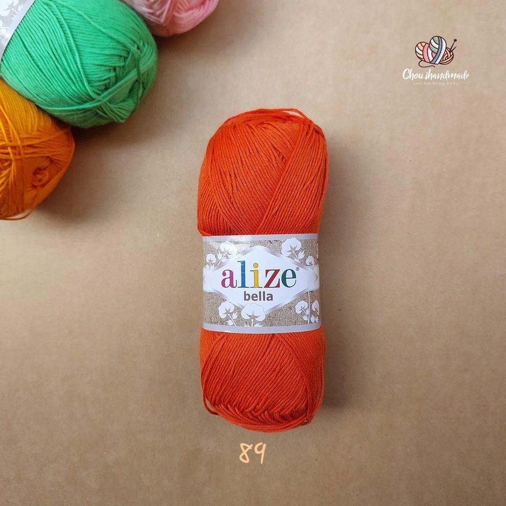 Sợi cotton hè trơn Bella nhập khẩu từ Alize Yarns đan móc áo, váy, khăn hè, mềm mại và mát