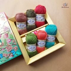 Sợi acrylic bóng Diva nhập khẩu từ Alize yarns đan móc bikini, áo, váy, thú, nón cực xinh