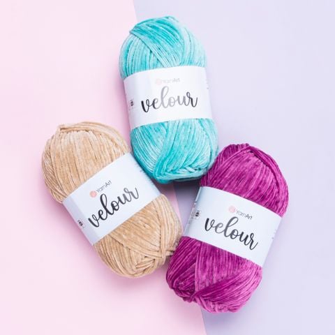 Len nhung Velour nhập khẩu từ Yarnart, đan móc áo, khăn