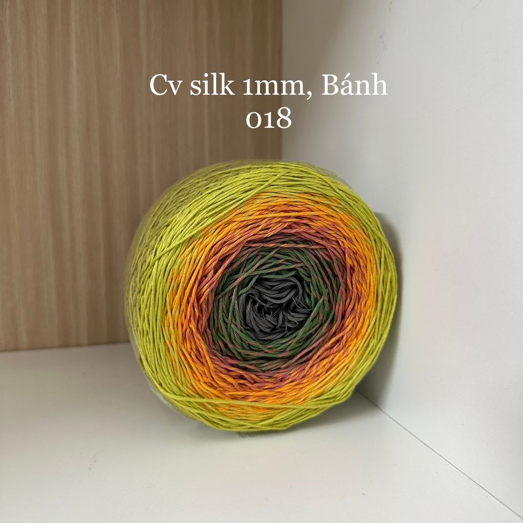 Cầu vồng sợi Silk, cỡ 1.0mm, 300g, dòng bánh, đan móc áo, váy, khăn