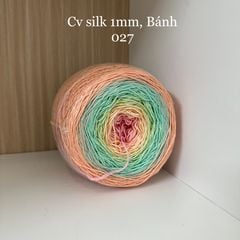 Cầu vồng sợi Silk, cỡ 1.0mm, 300g, dòng bánh, đan móc áo, váy, khăn