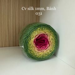 Cầu vồng sợi Silk, cỡ 1.0mm, 300g, dòng bánh, đan móc áo, váy, khăn