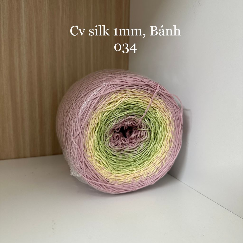 Cầu vồng sợi Silk, cỡ 1.0mm, 300g, dòng bánh, đan móc áo, váy, khăn