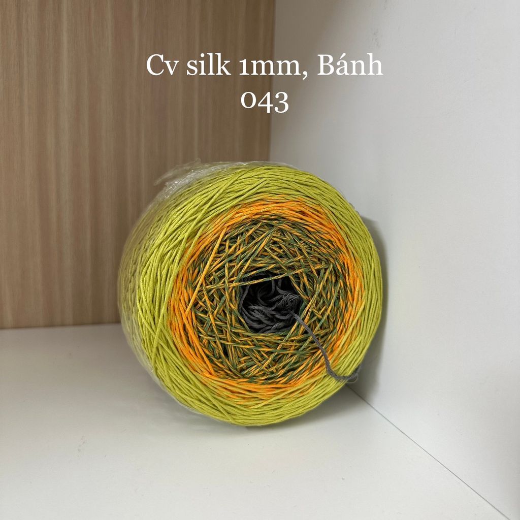Cầu vồng sợi Silk, cỡ 1.0mm, 300g, dòng bánh, đan móc áo, váy, khăn