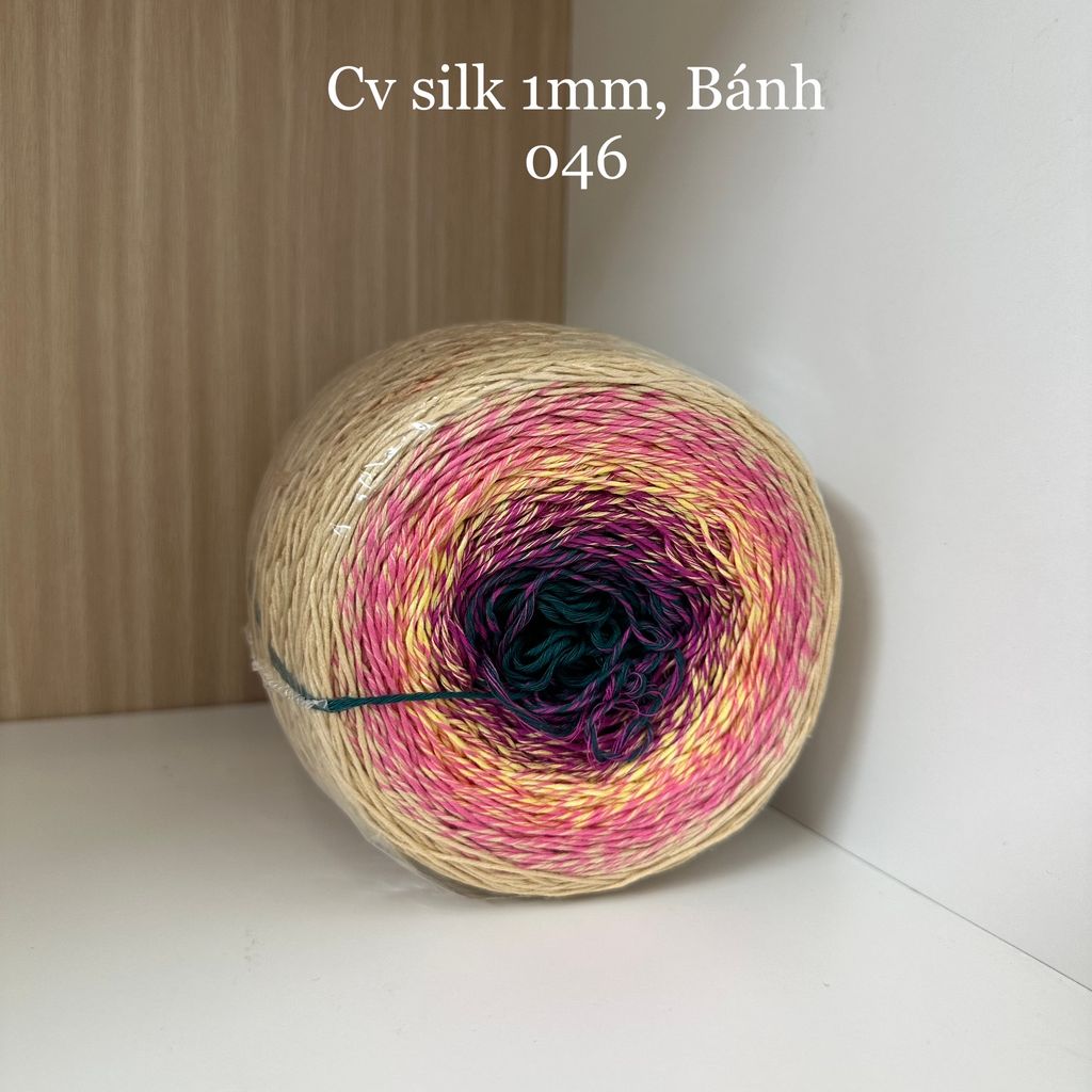 Cầu vồng sợi Silk, cỡ 1.0mm, 300g, dòng bánh, đan móc áo, váy, khăn