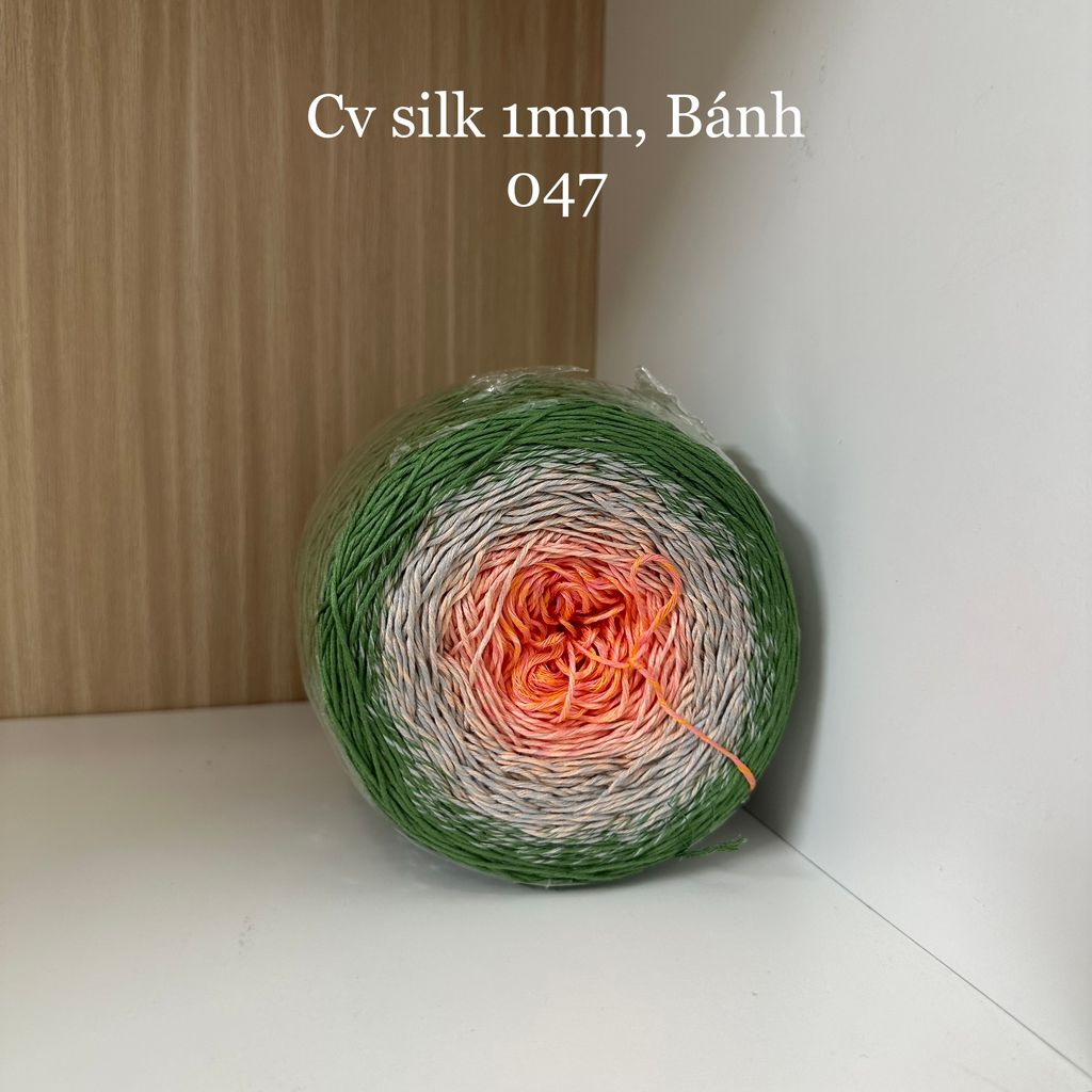 Cầu vồng sợi Silk, cỡ 1.0mm, 300g, dòng bánh, đan móc áo, váy, khăn