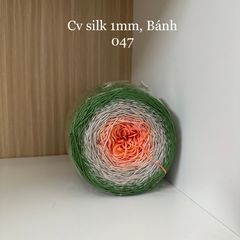Cầu vồng sợi Silk, cỡ 1.0mm, 300g, dòng bánh, đan móc áo, váy, khăn