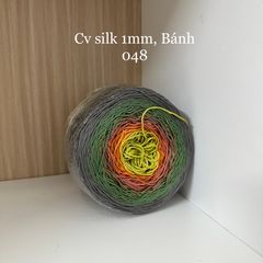 Cầu vồng sợi Silk, cỡ 1.0mm, 300g, dòng bánh, đan móc áo, váy, khăn