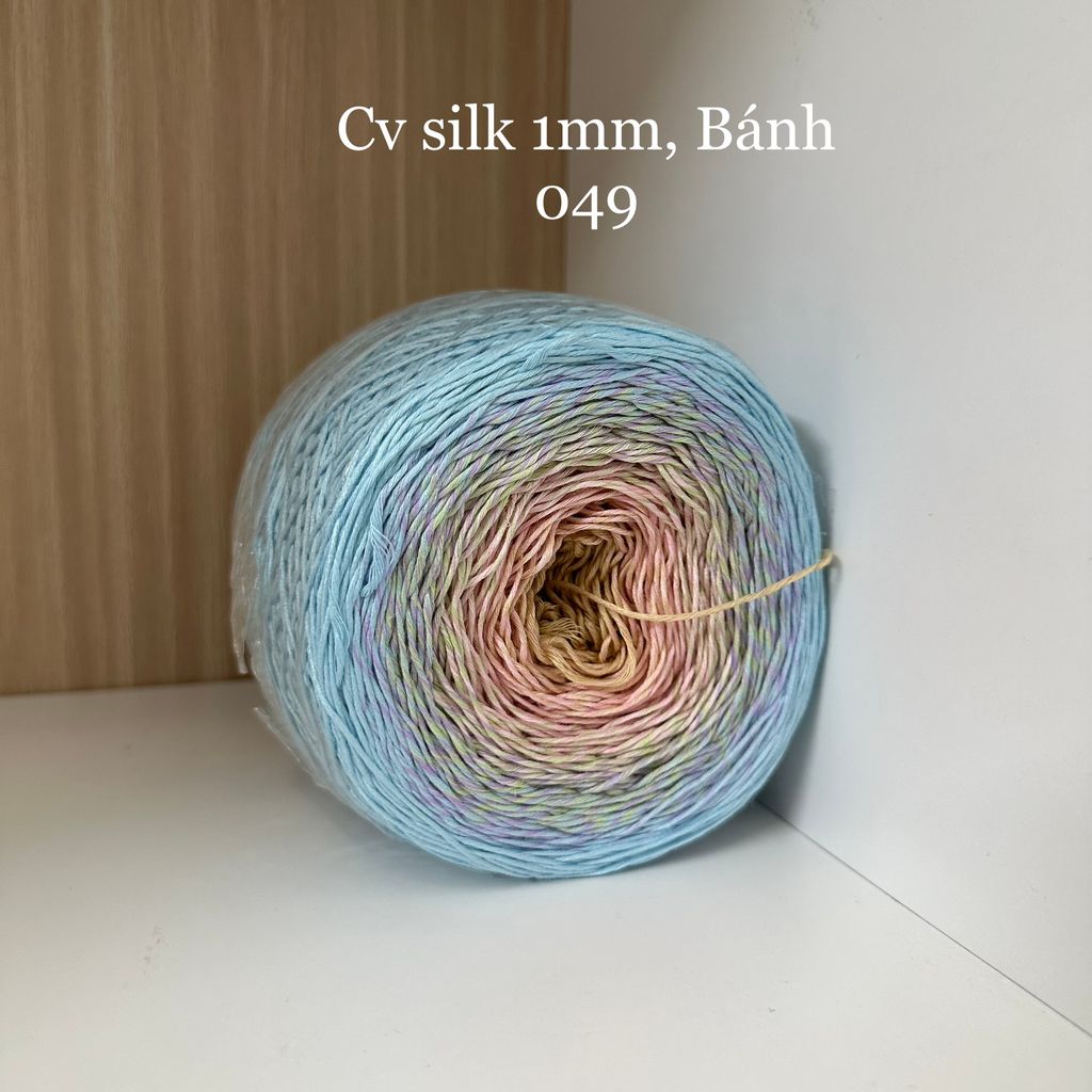 Cầu vồng sợi Silk, cỡ 1.0mm, 300g, dòng bánh, đan móc áo, váy, khăn