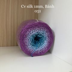 Cầu vồng sợi Silk, cỡ 1.0mm, 300g, dòng bánh, đan móc áo, váy, khăn