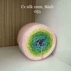 Cầu vồng sợi Silk, cỡ 1.0mm, 300g, dòng bánh, đan móc áo, váy, khăn