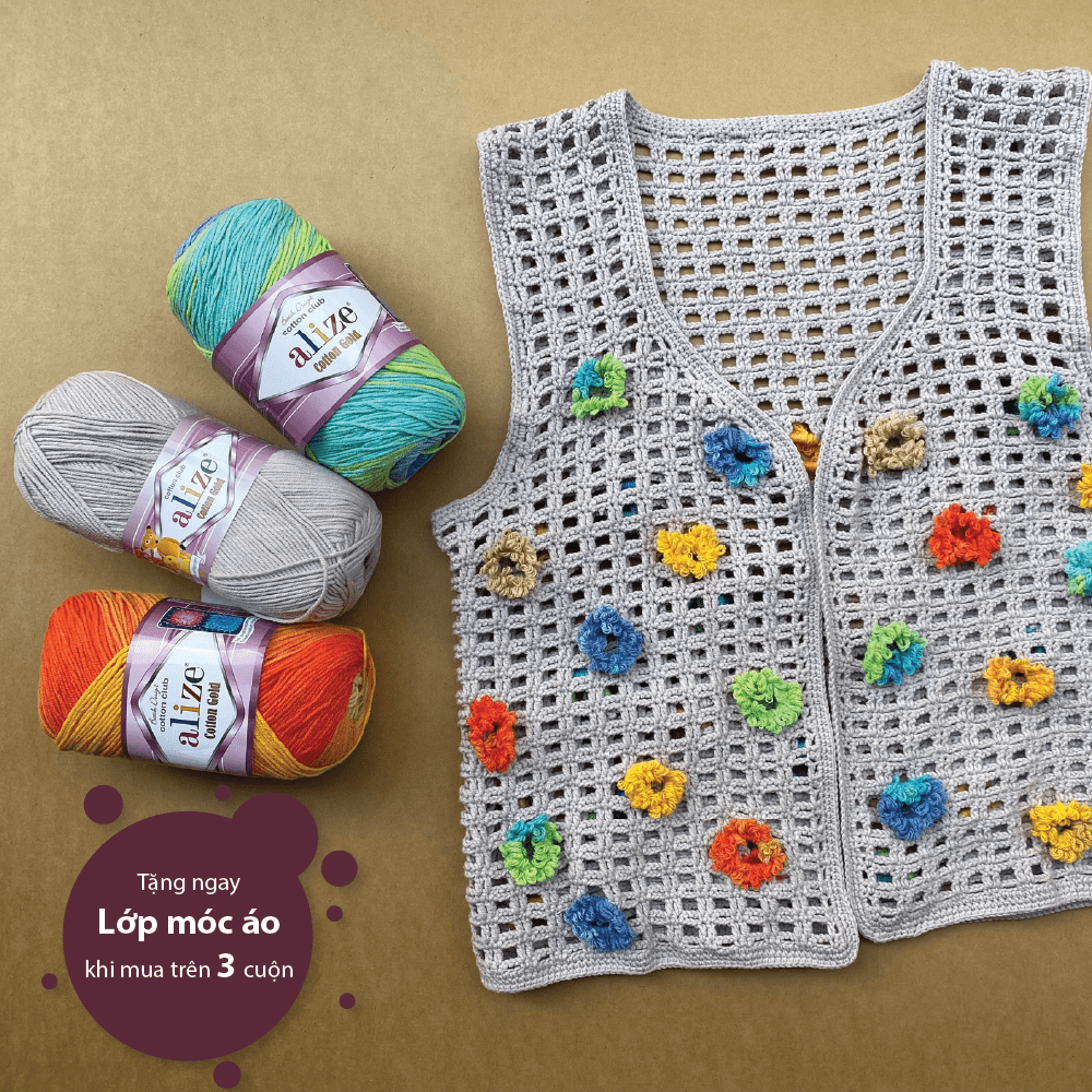 Len hè Cotton Gold nhập khẩu từ Alize Yarns, đan móc đồ hè, thú, nón cực xinh