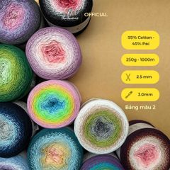 Len cầu vồng cotton Flowers - Yarnart - 250g dài 1000m (Bảng màu từ 250-300)