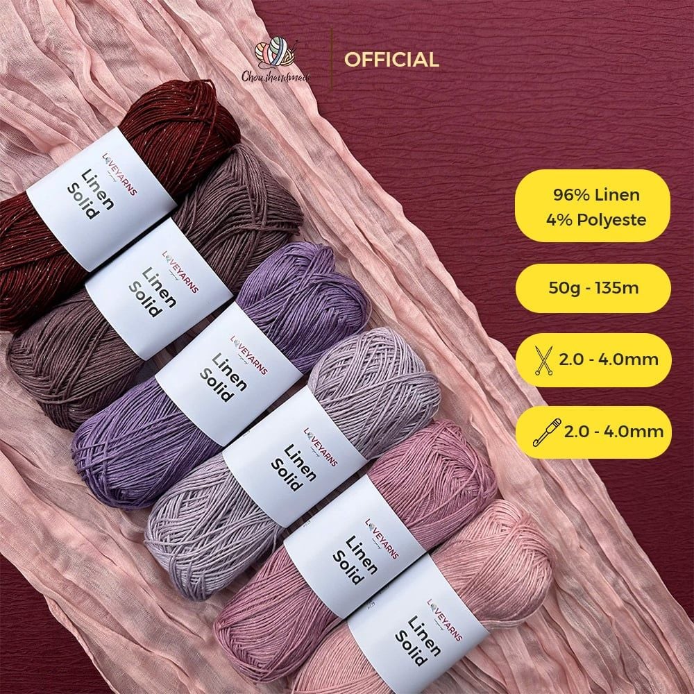 Sợi Linen Solid - Loveyarns, đan móc áo, váy, khăn