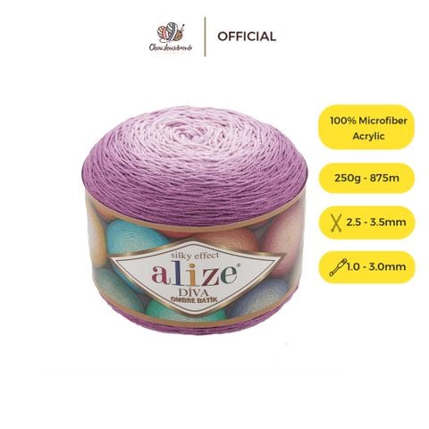 Sợi Diva Ombre Batik nhập khẩu từ Alize Yarns, đan móc áo hè, váy, bikini, khăn trải bàn