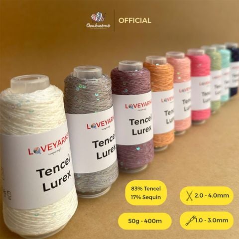 Sợi Tencel Lurex nhập từ Loveyarns, đan móc áo, khăn