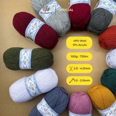 Cuộn len ấm Lanagold 800 hãng Alize siêu dôi, siêu ấm đan móc khăn, áo ấm cực thích