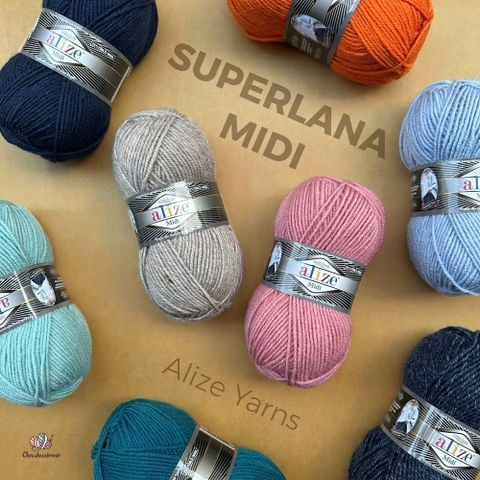 Len đông Superlana Midi nhập khẩu từ Alize Yarns, đan móc thú, áo, nón, khăn