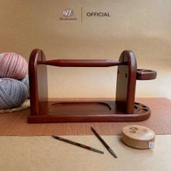 Giá đỡ gỗ ngang, có chỗ đựng len, phụ kiện đan móc, Chou.ihandmade