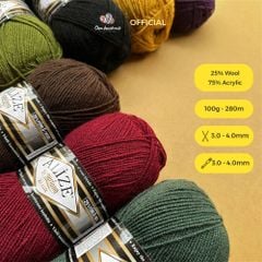 Len ấm Superlana Klasik nhập khẩu từ Alize Yarns đan móc nón, khăn, áo