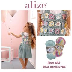 Sợi acrylic bóng Diva nhập khẩu từ Alize yarns đan móc bikini, áo, váy, thú, nón cực xinh