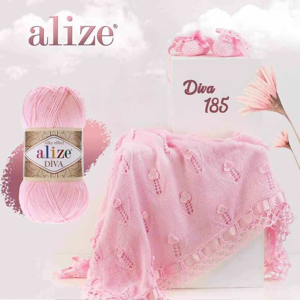 Sợi acrylic bóng Diva nhập khẩu từ Alize yarns đan móc bikini, áo, váy, thú, nón cực xinh