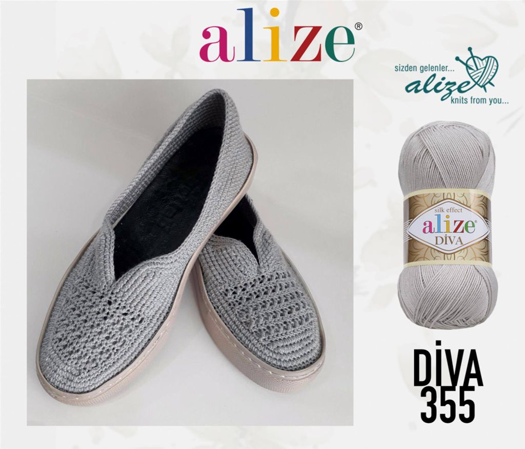 Sợi acrylic bóng Diva nhập khẩu từ Alize yarns đan móc bikini, áo, váy, thú, nón cực xinh