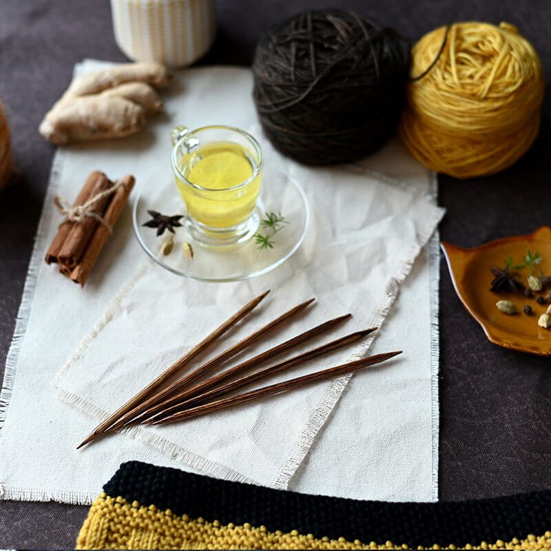 Kim đan hai đầu gỗ vân Ginger dài 15cm nhập khẩu từ KnitPro - Set 5 cây