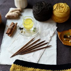 Kim đan hai đầu gỗ vân Ginger dài 20cm nhập khẩu từ KnitPro - Set 5 cây