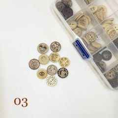 Hộp cúc gỗ, nhiều họa tiết, Chou.ihandmade