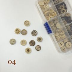 Hộp cúc gỗ, nhiều họa tiết, Chou.ihandmade