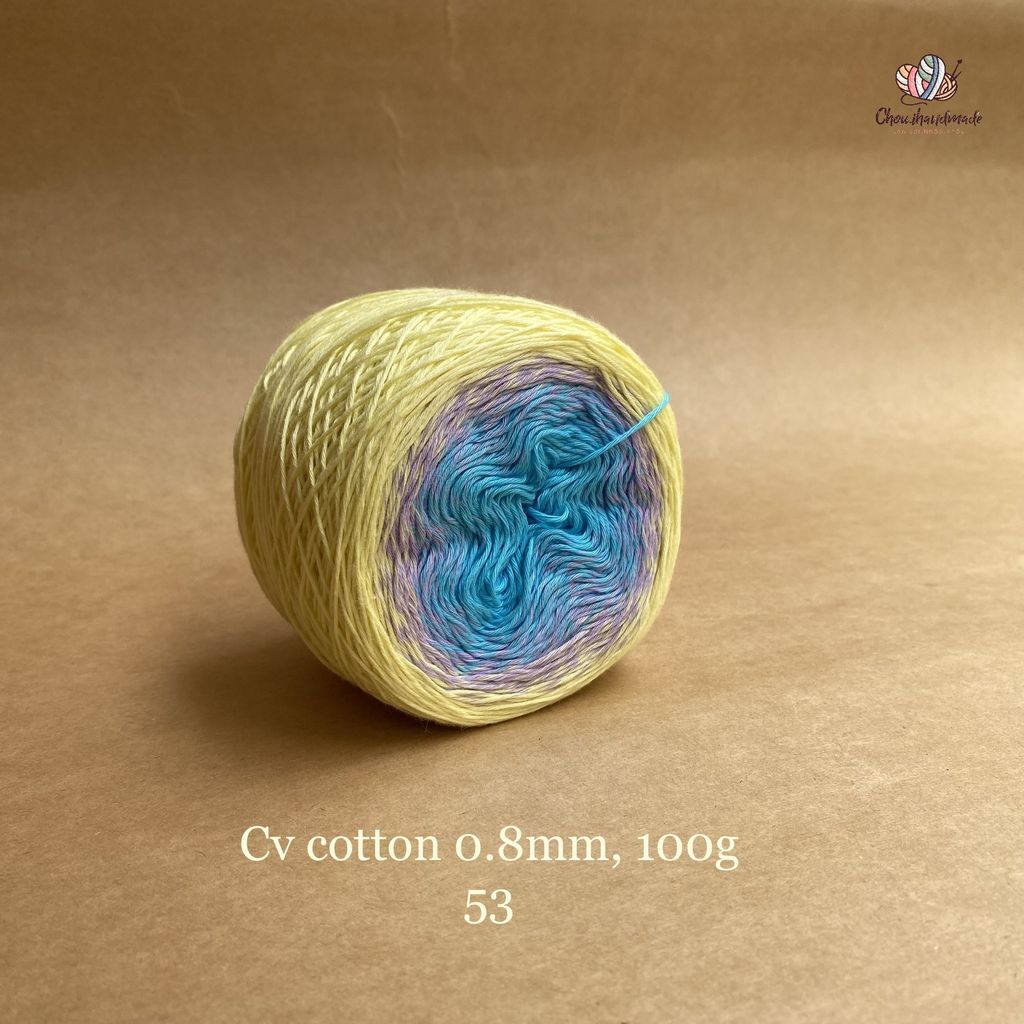 Sợi cầu vồng Cotton 0.8mm cuộn 100g, Chouihandmade, đan móc áo, váy